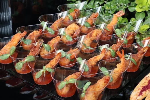 small catering platter with fried chicken pieces